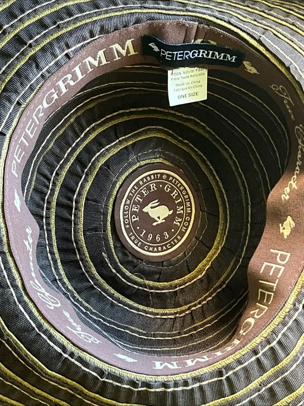 Peter Grimm Black Hat with Gold Trim and Flower Accent